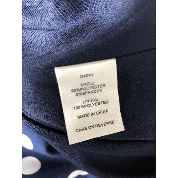 Alexia Admor Dress Ruffle Collar Puff Sleeve Midi Navy & White Polka Dot Medium - Picture 11 of 12